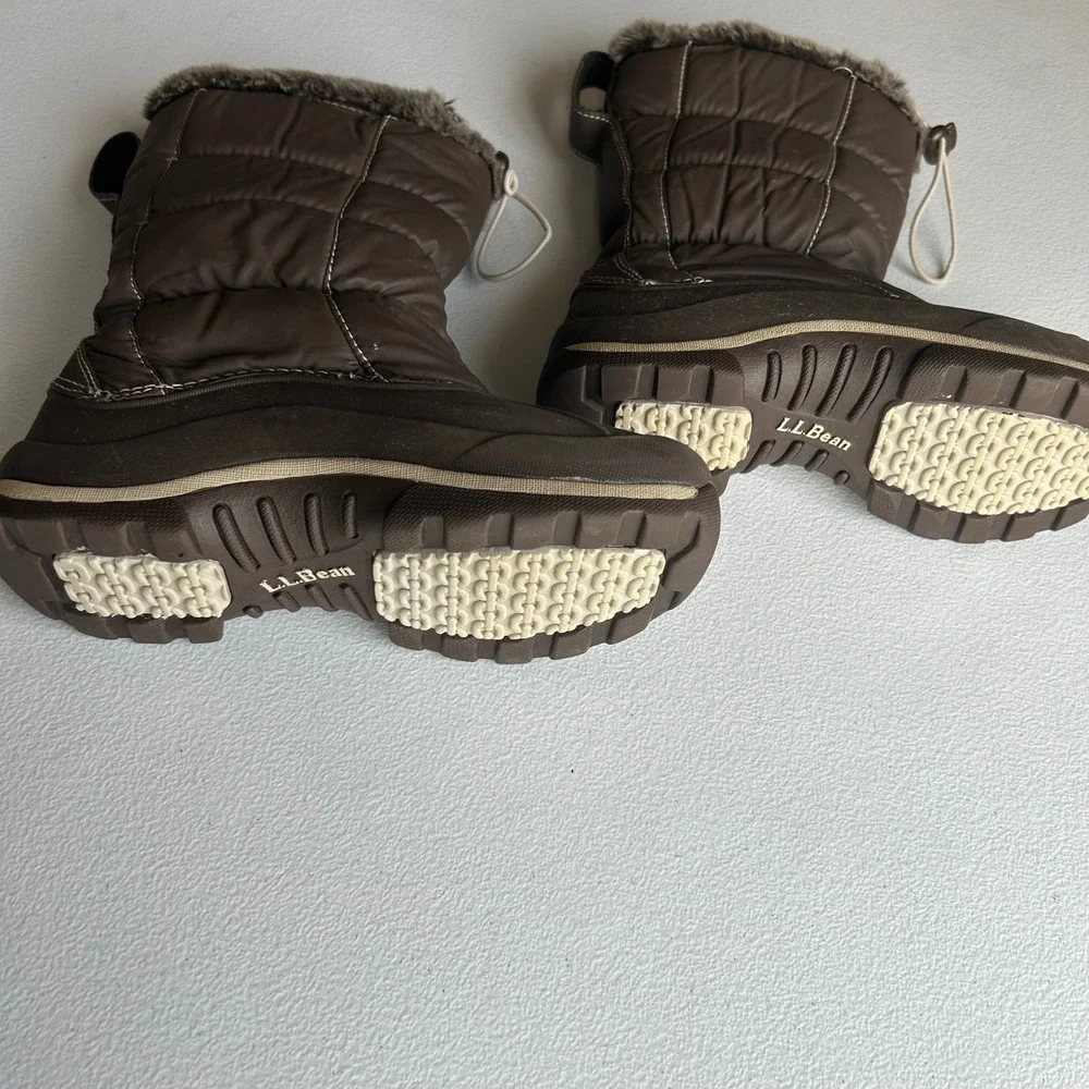 L.L.‎ Bean Girls Quilted Faux Fur Trim Winter Snow Boots Brown Size 2